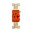 Arrow Hart Single Receptacle, #14-10 Awg 20A, Healthcare 125V, Orange Face Base, 5-20R, IG8310RN