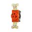 Arrow Hart Single Receptacle, #14-10 Awg 20A, Healthcare 125V, Orange Face Base, 5-20R, IG8310RN