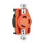 Locking Receptacle, #16-8 Awg, 30A, 240V, Back Wiring, Orange, Single, L25-30, 2-Pole, 3-Wire, IGL2530R