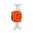 Safety Grip Locking Receptacle, #14-10 Awg, 15A, 125V, Orange, Single, L5-15, 2-Pole 3-Wire, IGL515R