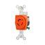 Safety Grip Locking Receptacle, #14-10 Awg, 15A, 125V, Orange, Single, L5-15, 2-Pole 3-Wire, IGL515R