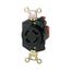 Locking Receptacle, #18-10 Awg, 20A, 125/250V, Back Wiring, Black, Single, 3-Pole, 4-Wire, L1420R