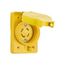 Arrow Hart Watertight Locking Receptacle, #14-8 Awg, 30A, 120/208V, Yellow, L18-30 3-Pole 4-Wire, L1830RW