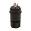 Arrow Hart Watertight Locking Plug, #18-10 Awg 20A, 120/208V, Black, L21-20, 4-Pole, 5-Wire, L2120PWBK