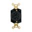 Safety Grip Locking Receptacle, #14-8 Awg, 20A, 250V, Black, Single, L6-20, 2-Pole, 3-Wire, L620R