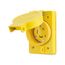 Arrow Hart Watertight Locking Receptacle, #14-8 Awg, 30A, 250V, Yellow, L6-30, 2-Pole 3-Wire, L630RW