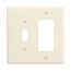 Combination Wallplate, Lt. Almond, Toggle, Decorator Cutout, Polycarbonate, 2- Gang, Mid-Size, PJ126LA