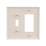 Combination Wallplate, Lt. Almond, Toggle, Decorator Cutout, Polycarbonate, 2- Gang, Mid-Size, PJ126LA