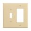 Combination Wallplate, Ivory, Toggle, Decorator Cutout, Polycarbonate, Two- Gang, Mid-Size, PJ126V