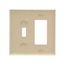 Combination Wallplate, Ivory, Toggle, Decorator Cutout, Polycarbonate, Two- Gang, Mid-Size, PJ126V