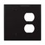 Combination Wallplate, Black, Duplex Receptacle, Blank Cutout, Polycarbonate, 2- Gang, Mid-Size, PJ138BK