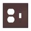 Combination Wallplate, Brown, Toggle, Duplex Receptacle Cutout, Polycarbonate, 2- Gang, Mid-Size, PJ18B