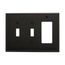 Combination Wallplate, Black, Toggle, Toggle, Decorator Cutout, Polycarbonate, 3- Gang, Mid-Size, PJ226BK