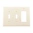Combination Wallplate, Lt. Almond, Toggle, Toggle, Decorator Cutout, 3-Gang, Mid-Size, PJ226LA