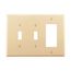 Combination Wallplate, Ivory, Toggle, Toggle, Decorator Cutout, Polycarbonate, 3- Gang, Mid-Size, PJ226V