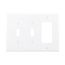 Combination Wallplate, White, Toggle, Toggle, Decorator Cutout, Polycarbonate, 3- Gang, Mid-Size, PJ226W