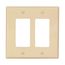 Decorator / Gfci Wallplate, Ivory, Decorator Cutout, Polycarbonate, Two- Gang, Mid-Size, PJ262V