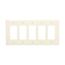 Decorator / Gfci Wallplate, Ivory, Decorator Cutout, Polycarbonate, Five- Gang, Mid-Size, PJ265V