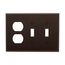 Combination Wallplate, Brown, Toggle, Toggle, Duplex Receptacle Cutout, 3-Gang, Mid-Size, PJ28B