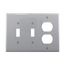 Combination Wallplate, Gray, Toggle, Toggle, Duplex Receptacle Cutout, 3-Gang, Mid-Size, PJ28GY