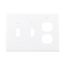 Combination Wallplate, White, Toggle, Toggle, Duplex Receptacle Cutout, 3-Gang, Mid-Size, PJ28W