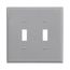 Toggle Wallplate, Gray, Toggle Cutout, Polycarbonate, Two- Gang, Mid-Size, PJ2GY