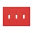 Toggle Wallplate, Red, Toggle Cutout, Polycarbonate, Three- Gang, Mid-Size, PJ3RD