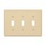 Toggle Wallplate, Ivory, Toggle Cutout, Polycarbonate, Three- Gang, Mid-Size, PJ3V