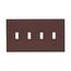 Toggle Wallplate, Brown, Toggle Cutout, Polycarbonate, Four- Gang, Mid-Size, PJ4B