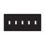 Toggle Wallplate, Black, Toggle Cutout, Polycarbonate, Five- Gang, Mid-Size, PJ5BK