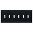 Toggle Wallplate, Black, Toggle Cutout, Polycarbonate, 6-Gang, Mid-Size, PJ6BK