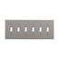 Toggle Wallplate, Gray, Toggle Cutout, Polycarbonate, 6-Gang, Mid-Size, PJ6GY