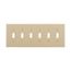 Toggle Wallplate, Lt. Almond, Toggle Cutout, Polycarbonate, 6-Gang, Mid-Size, PJ6LA