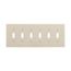 Toggle Wallplate, Ivory, Toggle Cutout, Polycarbonate, 6-Gang, Mid-Size, PJ6V