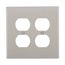 Duplex Receptacle Wallplate, Gray, Duplex Receptacle Cutout, Polycarbonate, 2- Gang, Mid-Size, PJ82GY
