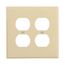 Duplex Receptacle Wallplate, Ivory, Duplex Receptacle Cutout, Polycarbonate, 2- Gang, Mid-Size, PJ82V