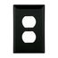 Duplex Receptacle Wallplate, Black, Duplex Receptacle Cutout, Single-Gang, Mid-Size, PJ8BK