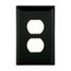 Duplex Receptacle Wallplate, Black, Duplex Receptacle Cutout, Single-Gang, Mid-Size, PJ8BK