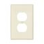 Duplex Receptacle Wallplate, Lt. Almond, Duplex Receptacle Cutout, Single-Gang, Mid-Size, PJ8LA