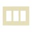 Screwless Wallplate, Screwless, Almond, Decorator Cutout, Polycarbonate, 3- Gang, Mid-Size, PJS263A