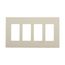 Screwless Wallplate, Screwless, Lt. Almond, Decorator Cutout, Polycarbonate, 4- Gang, Mid-Size, PJS264LA