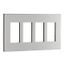 Screwless Wallplate, Screwless, Silver Granite, Decorator Cutout, Polycarbonate, 4- Gang, PJS264SG-SP-L