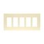 Screwless Wallplate, Screwless, Almond, Decorator Cutout, Polycarbonate, Five- Gang, Mid-Size, PJS265A