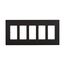 Screwless Wallplate, Screwless, Black, Decorator Cutout, Polycarbonate, Five- Gang, Mid-Size, PJS265BK