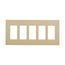 Screwless Wallplate, Screwless, Ivory, Decorator Cutout, Polycarbonate, Five- Gang, Mid-Size, PJS265V