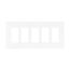 Screwless Wallplate, Screwless, White, Decorator Cutout, Polycarbonate, Five- Gang, Mid-Size, PJS265W