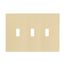 Screwless Wallplate, Screwless, Ivory, Toggle Cutout, Polycarbonate, Three- Gang, Mid-Size, PJS3V