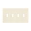 Screwless Wallplate, Screwless, Lt. Almond, Toggle Cutout, Polycarbonate, 4- Gang, Mid-Size, PJS4LA