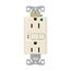 Hospital Grade Gfci Receptacle, Self-Test, #14 -10 Awg 15A 125V, Gfci, Light Almond, 2-Pole, SGFH15FLA