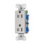 Receptacle, 15A, 125V,Two-Pole, Thermoplastic, White, TR1107SG-SP-L